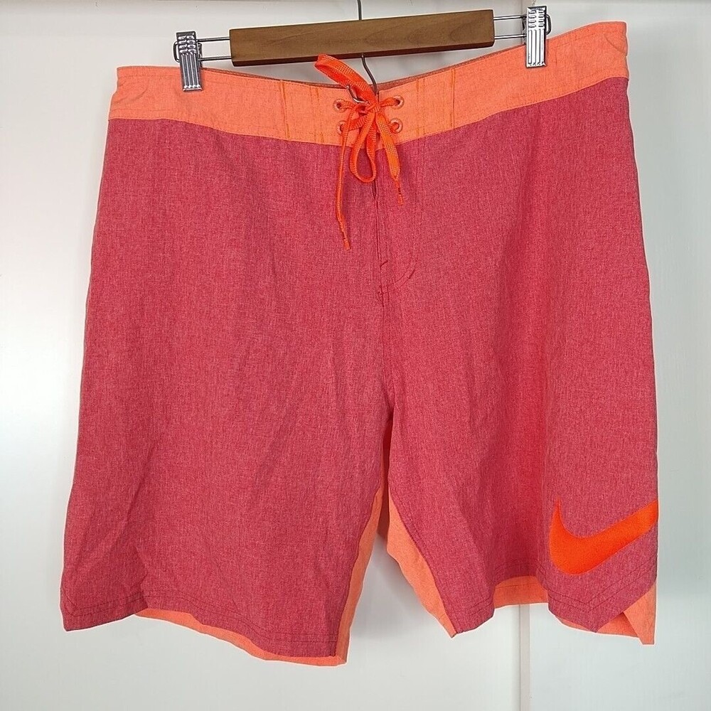 Nike Mens Water Board Shorts Swim Trunks Size 36 Red Orange NESS8461